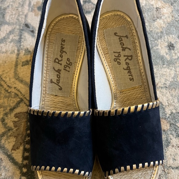 Jack Rogers Shoes - Jack  Rogers Palmer Espadrille Wedge Navy and Gold